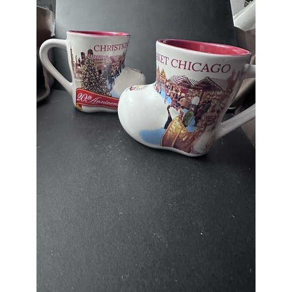 2 20TH ANNIVERSARY CHRISTKINDLMARKET CHICAGO BOOT MUGS 2015 Pair Set - Picture 11 of 12